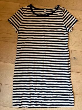 Old Navy Navy and White Striped Midi Dress